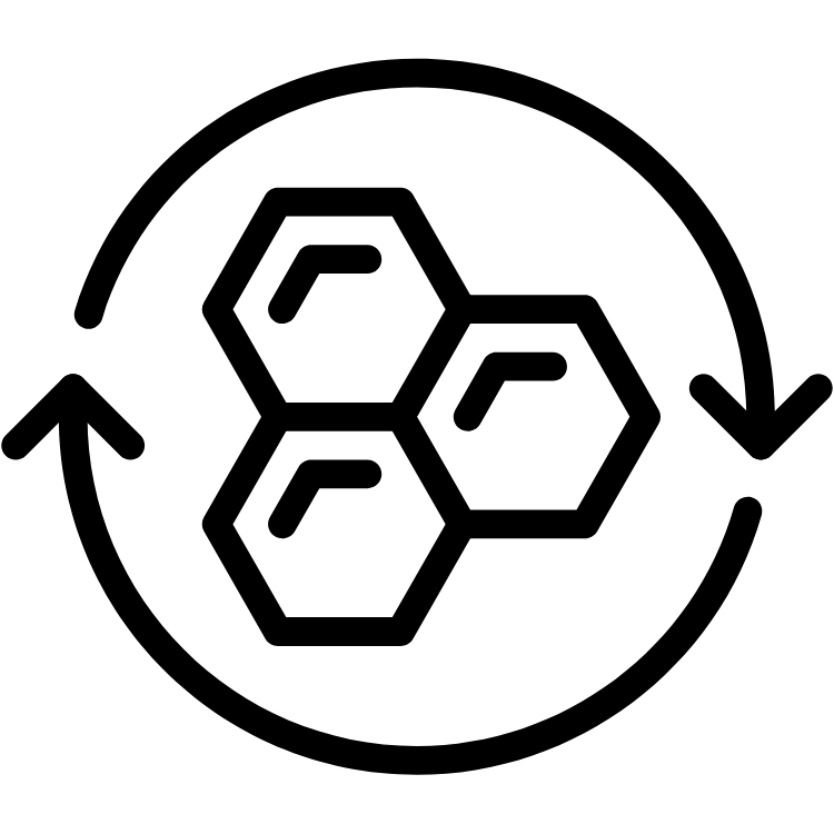 Supplements the Disc black icon with arrows indicating supplementing the discs with VIA Disc NP treatment