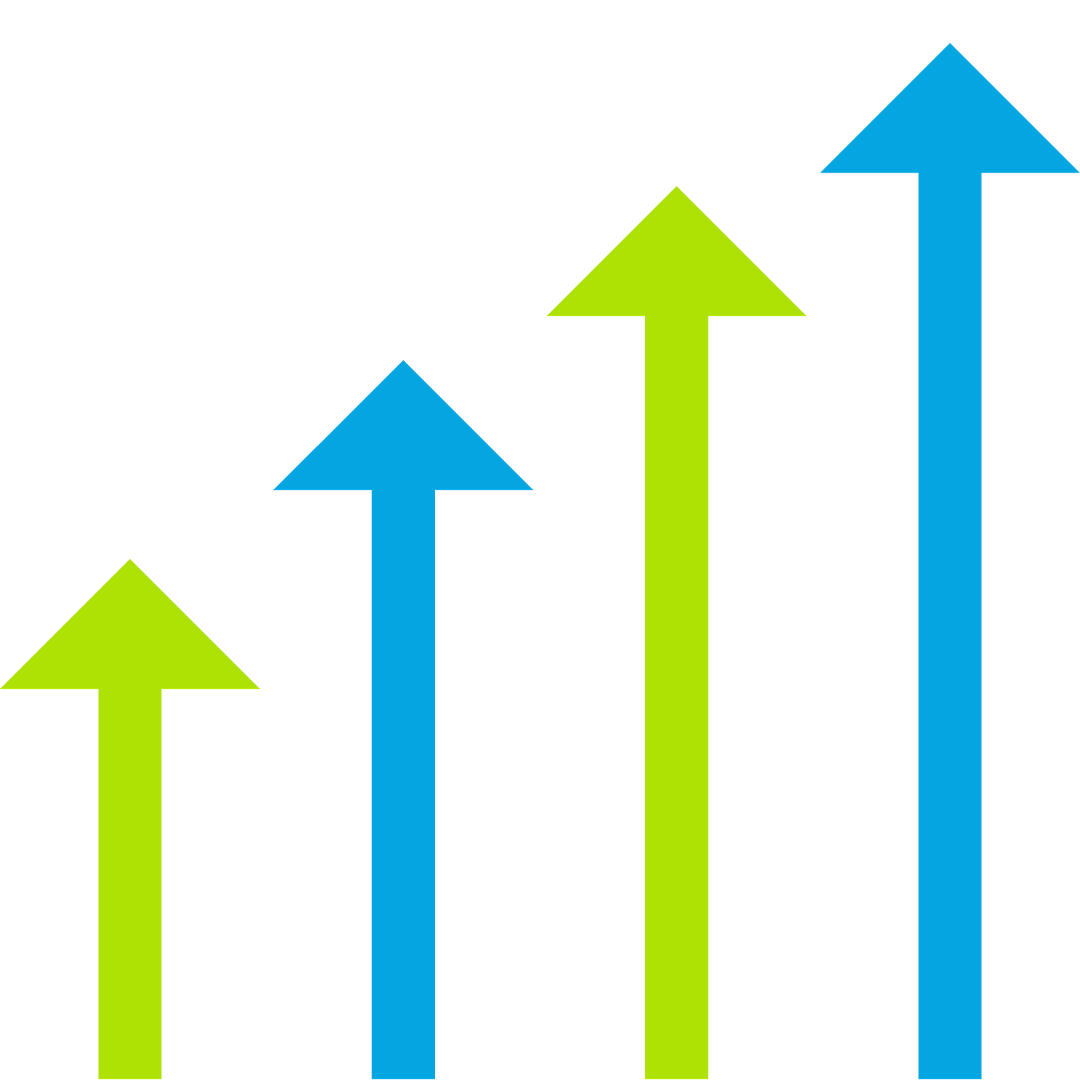 Stand 7x Longer Pattern of green and blue arrows increasingly moving upwards. Stand 7x longer with this treatment.