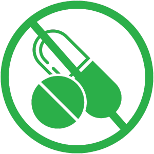 Sprint_Drug Free green icon of medication being crossed out indicating that Sprint treatment is drug-free