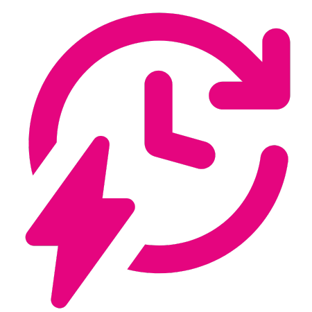 Medtronic_Responsive pink clock icon with lightening bolt indicating that Medtronic is responsive